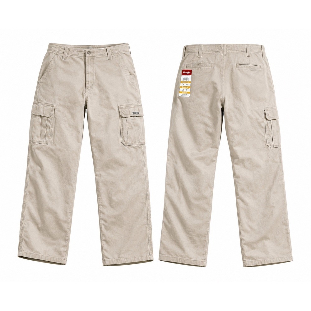 NEW WRANGLER 36X34 CARGO pants beige RELAXED FIT FLEX STRETCH 5 STAR PREMIUM